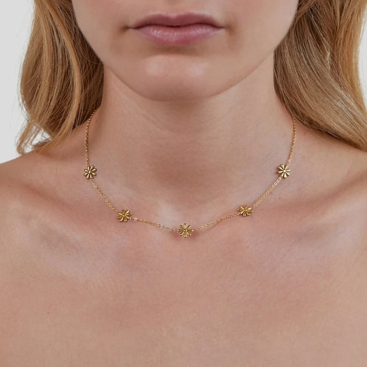 Collier Flower Power plaqué or 18K