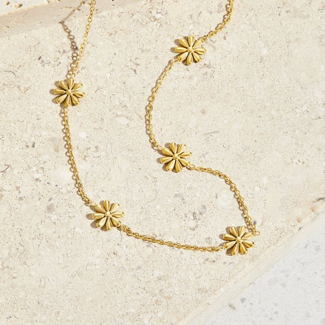 Collier Flower Power plaqué or 18K