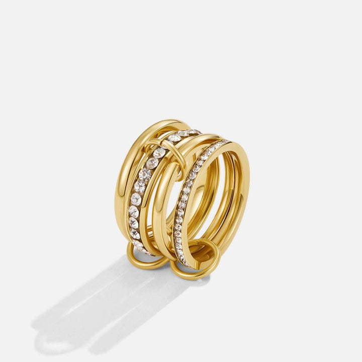 Bague éternité entrelacée cristal et dorée