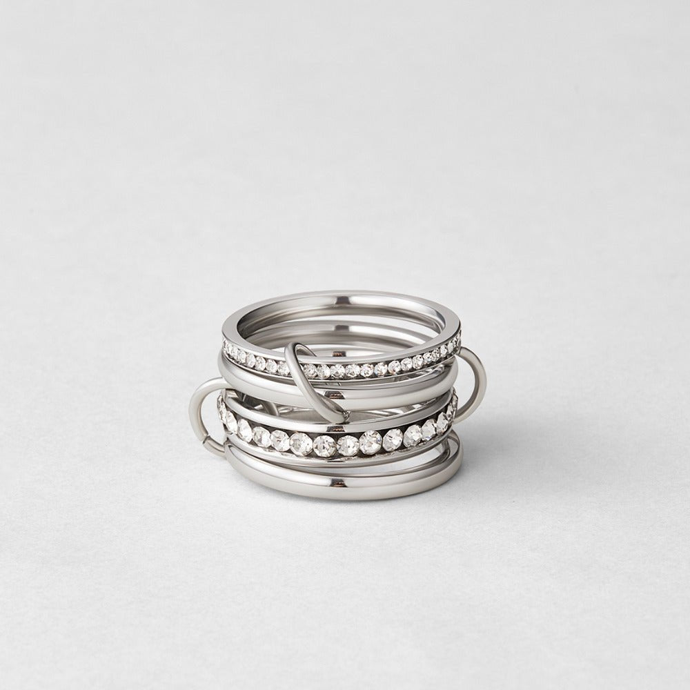 Bague éternité lien cristal et argentée