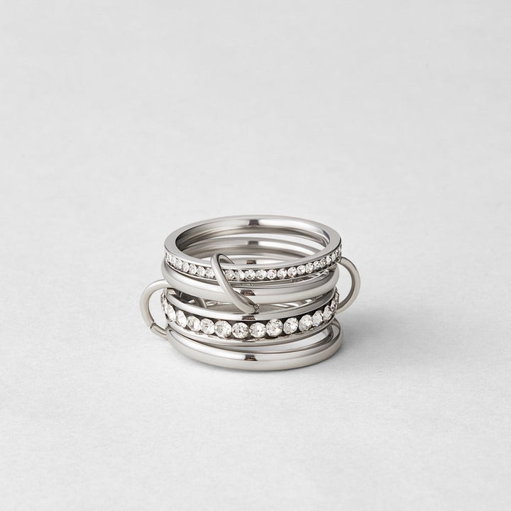 Bague éternité lien cristal et argentée
