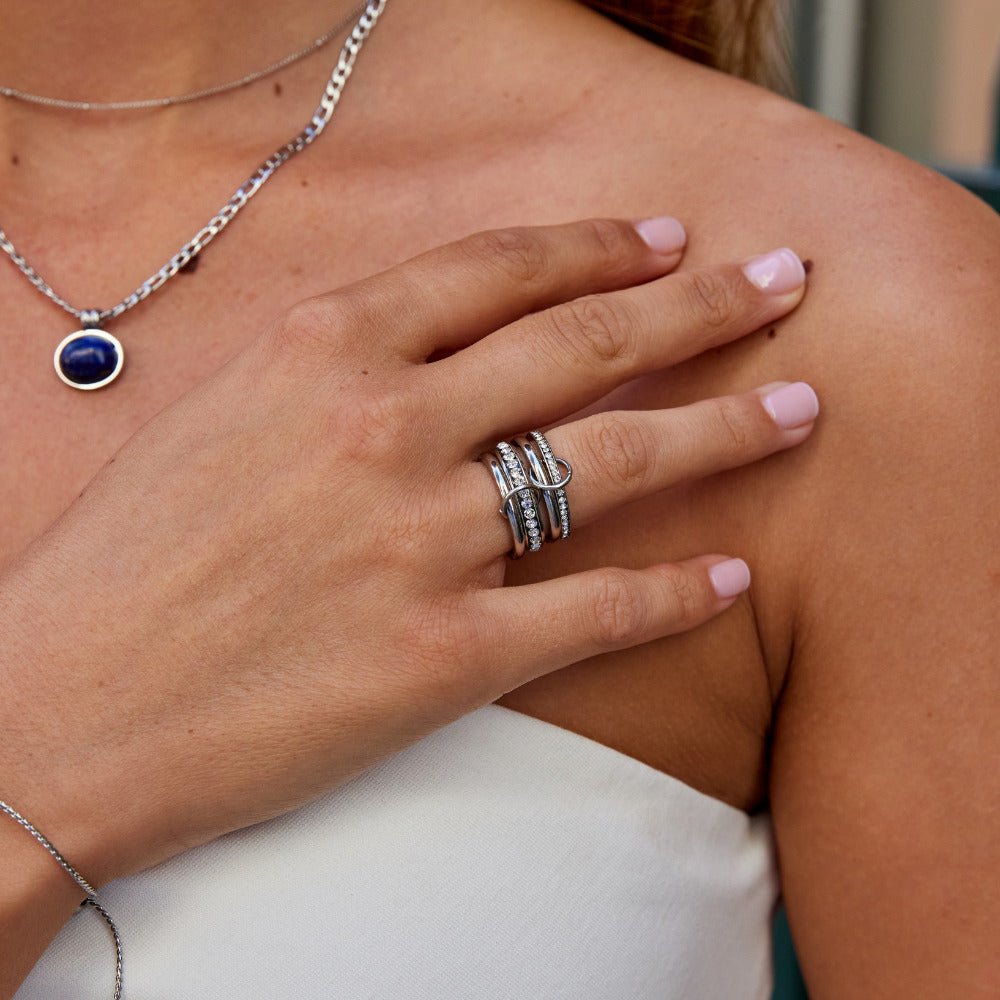 Bague éternité lien cristal et argentée
