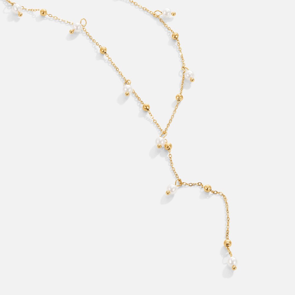 Collier lariat avec pendentif perle