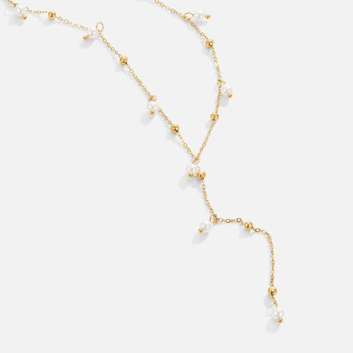 Collier lariat avec pendentif perle