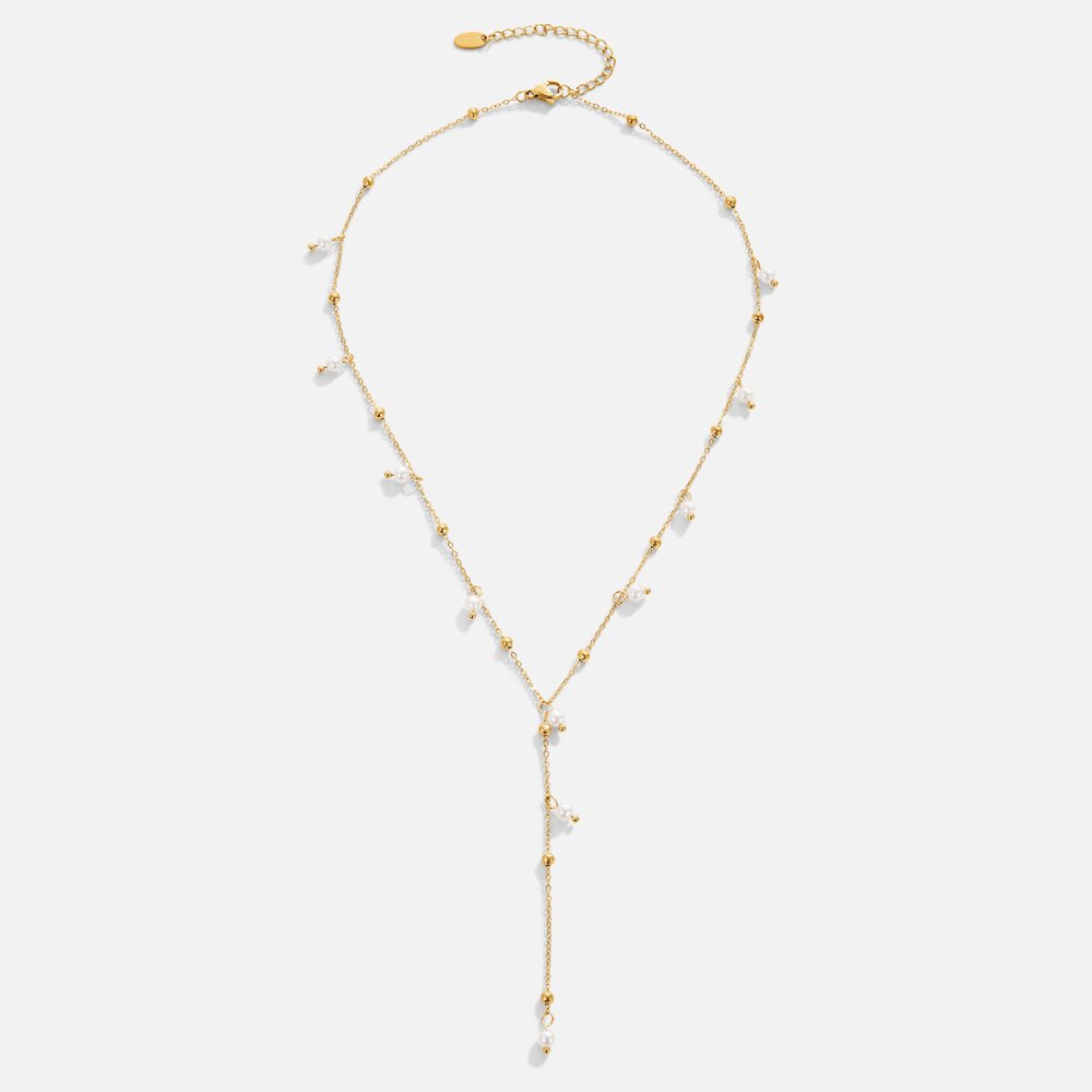 Collier lariat avec pendentif perle