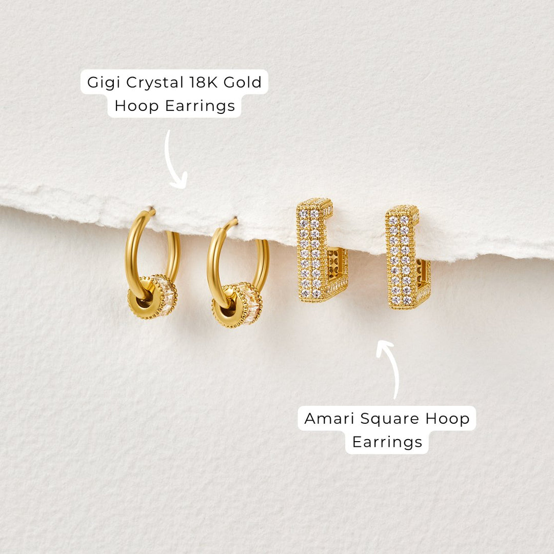 Boucles d’oreilles Gigi en cristal doré 18K