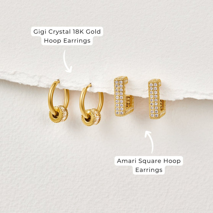 Boucles d’oreilles Gigi en cristal doré 18K