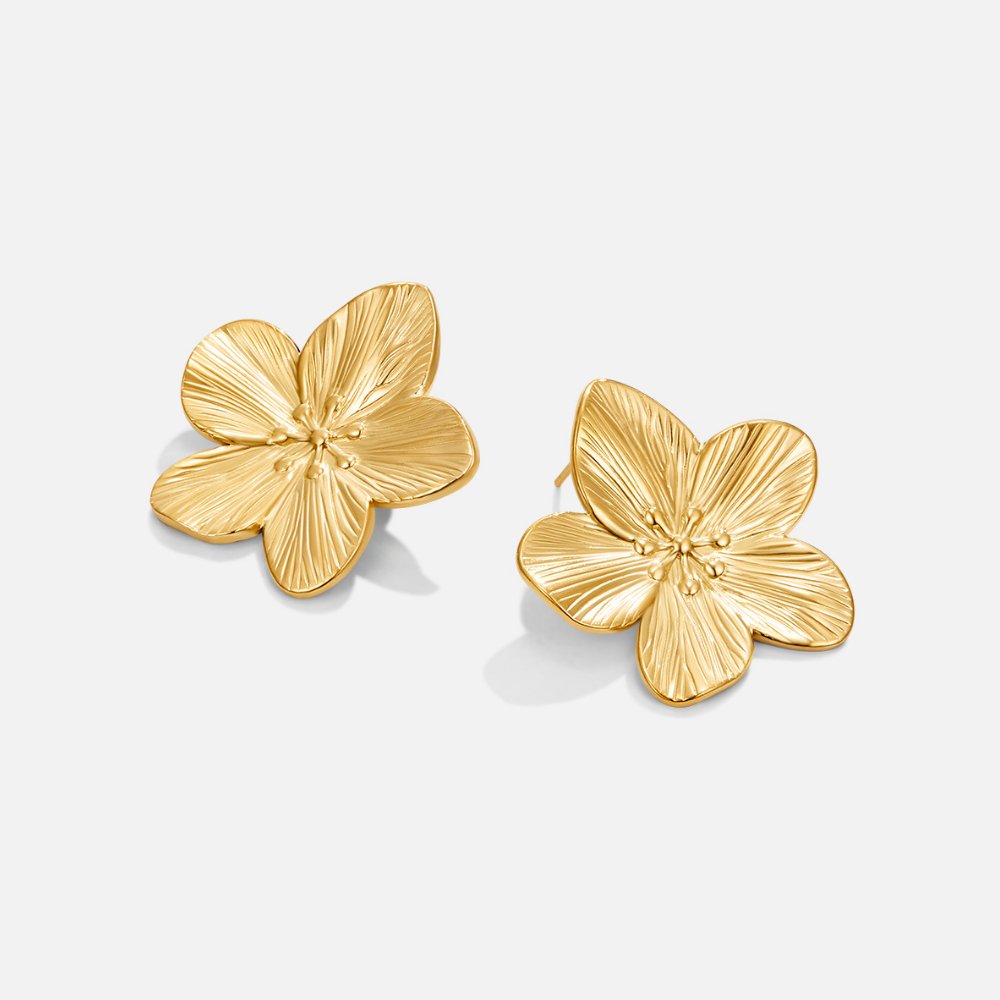 Boucles d’oreilles florales dorées