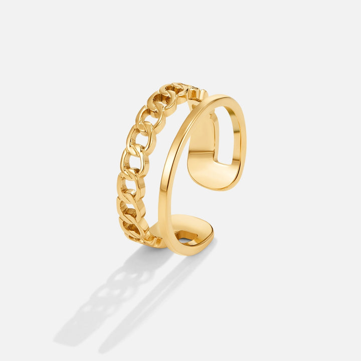 Bague dorée chaîne texturée