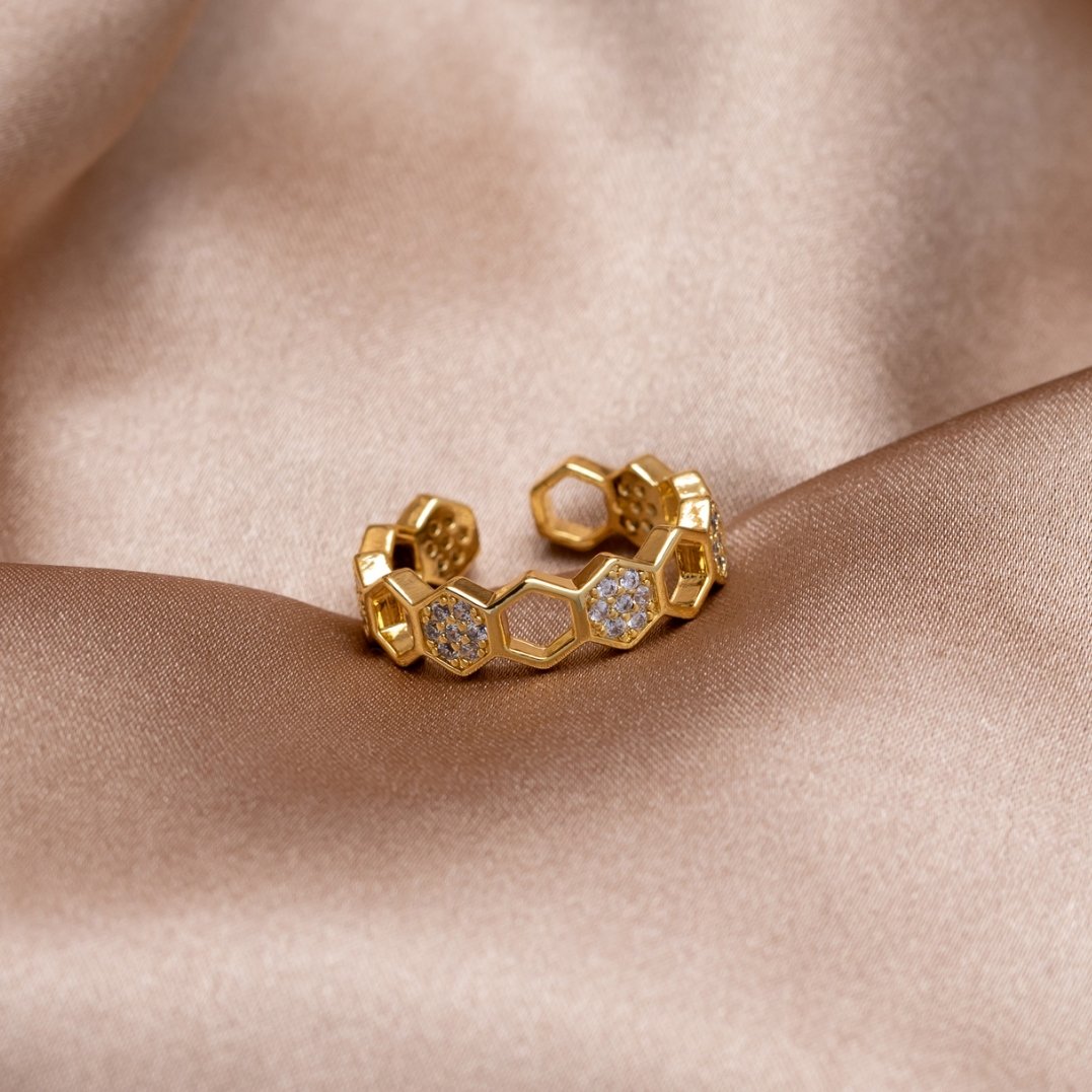 Bague dorée cristal pavée