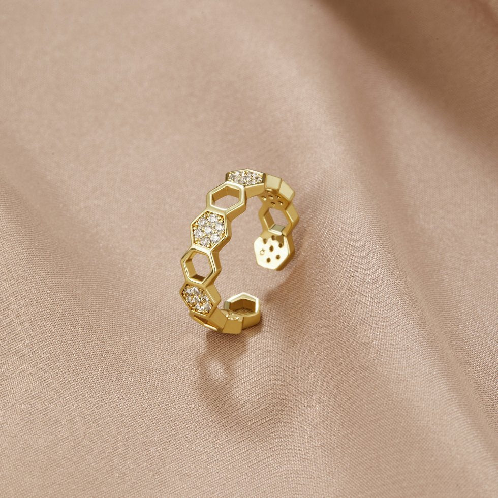 Bague dorée cristal pavée
