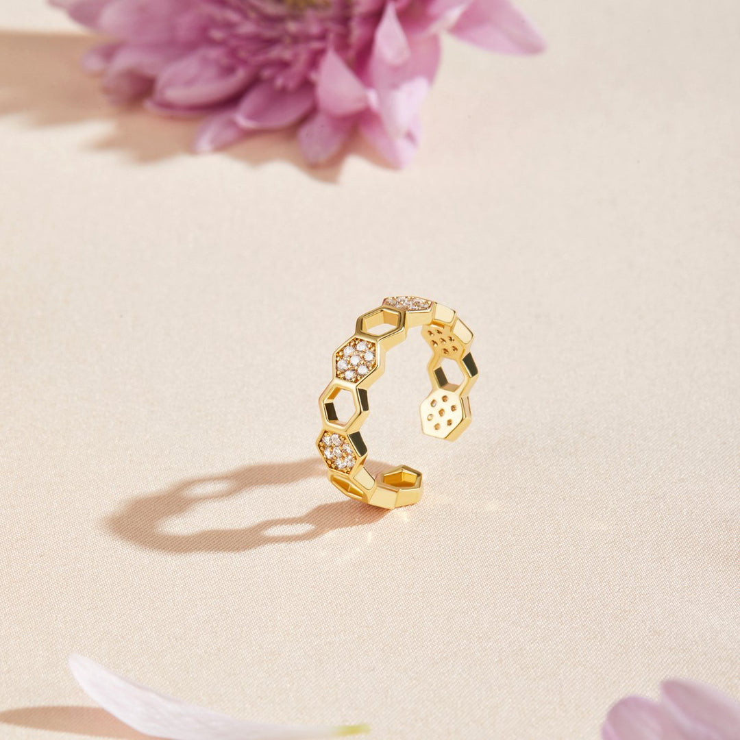 Bague dorée cristal pavée