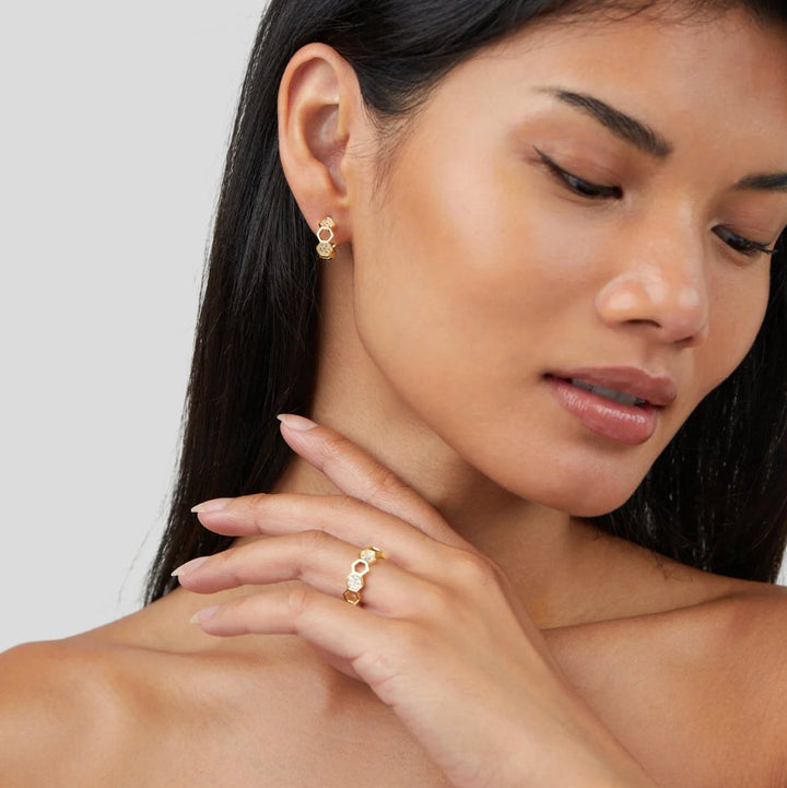 Bague dorée cristal pavée