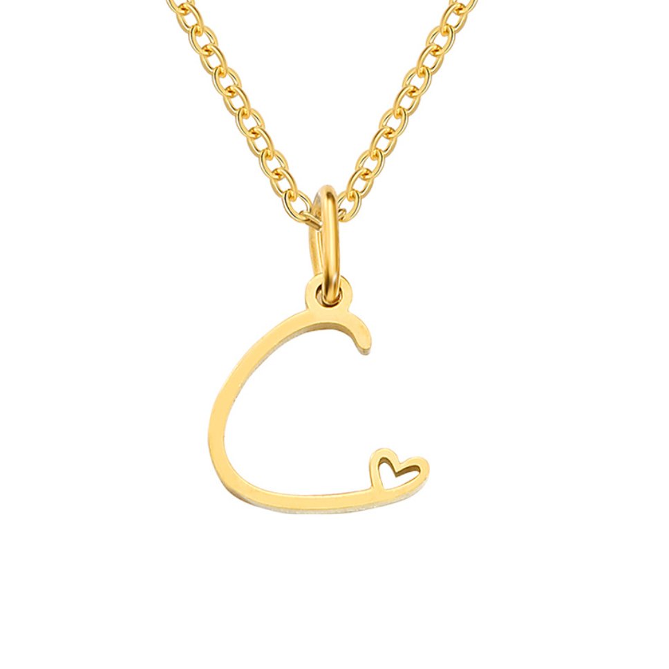 Collier cœur doré avec initiale
