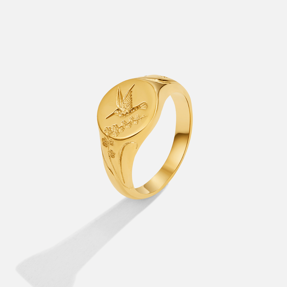 Bague dorée colibri