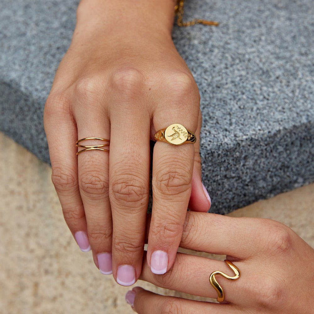Bague dorée colibri