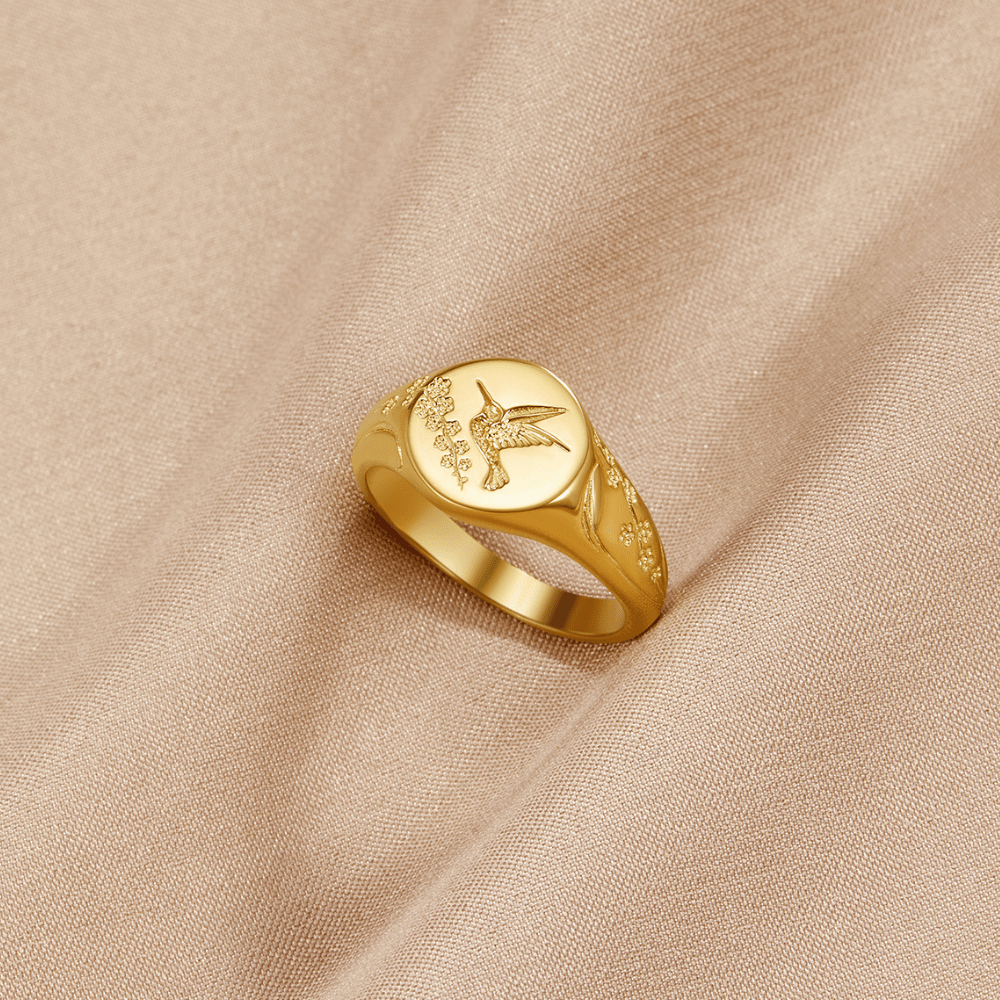 Bague dorée colibri