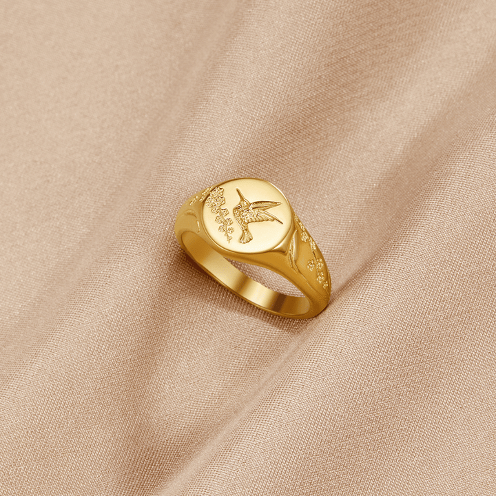 Bague dorée colibri