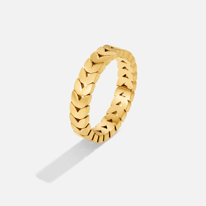 Bague dorée olivier feuille