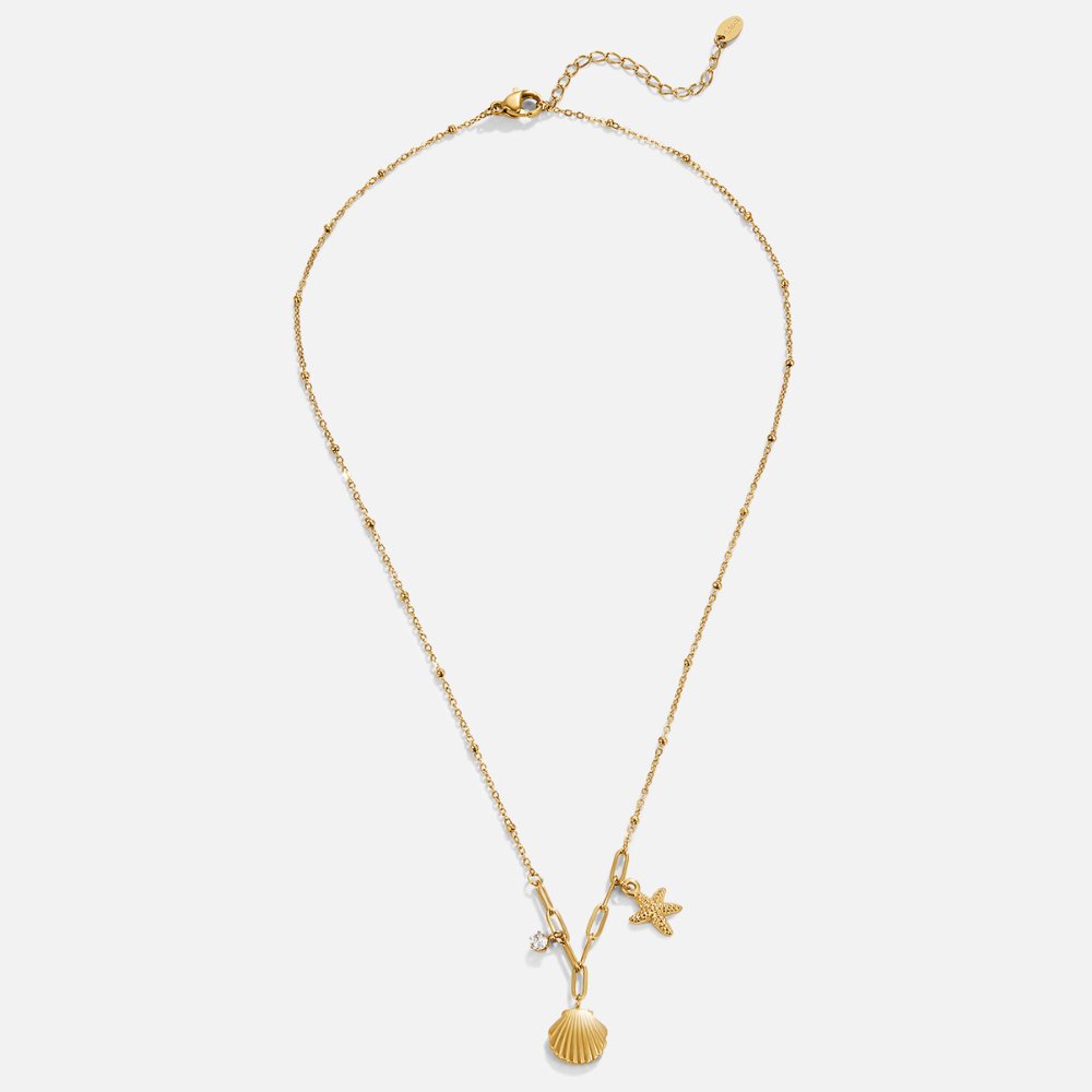 Zlatá mušľa a morská hviezda collier