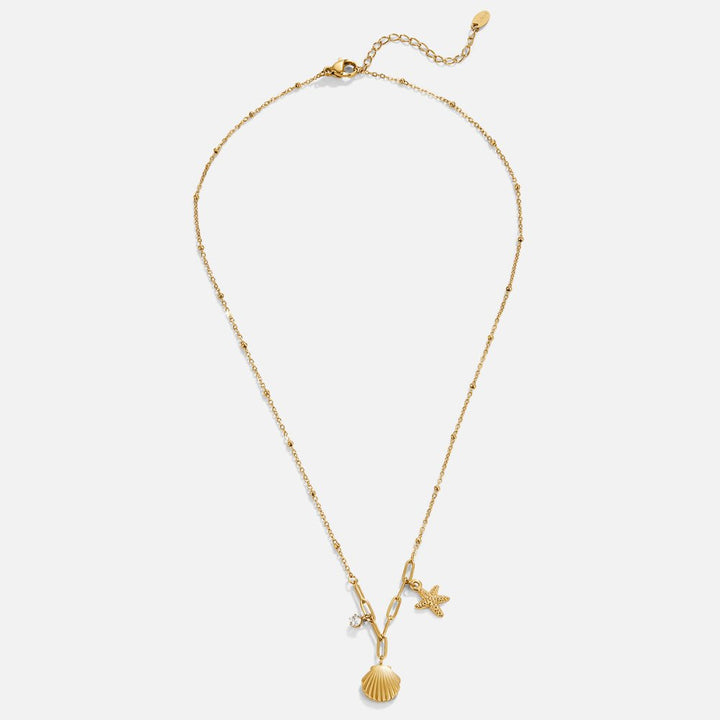 Zlatá mušľa a morská hviezda collier