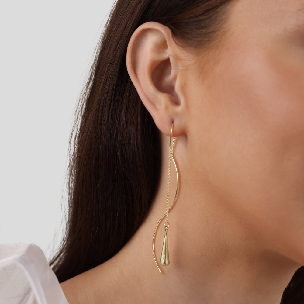 Boucles d’oreilles goutte dorées à pampille