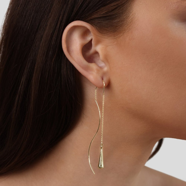 Boucles d’oreilles goutte dorées à pampille
