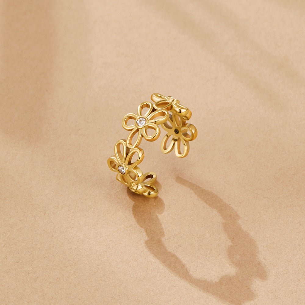 Bague dorée infini sauvages fleurs