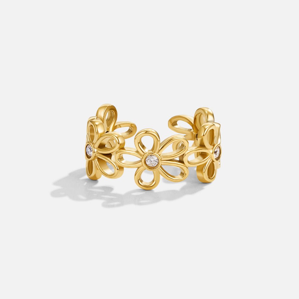 Bague dorée infini sauvages fleurs