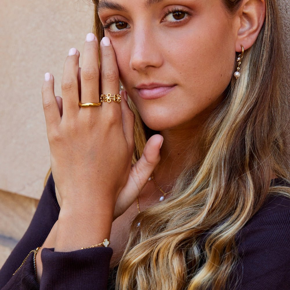 Bague dorée infini sauvages fleurs