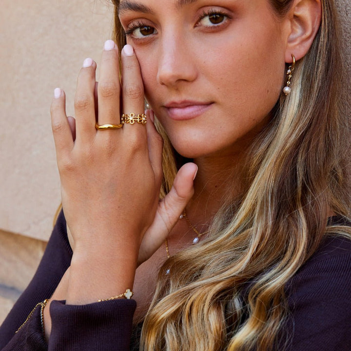 Bague dorée infini sauvages fleurs