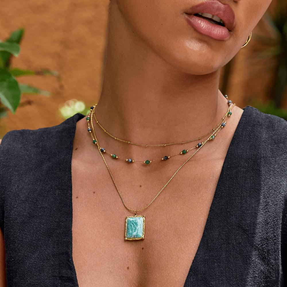 Collier avec pendentif zo zeleného amazonitu