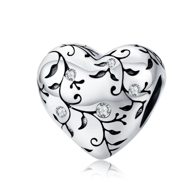 Charm Cœur Fleuri – Maison Perle