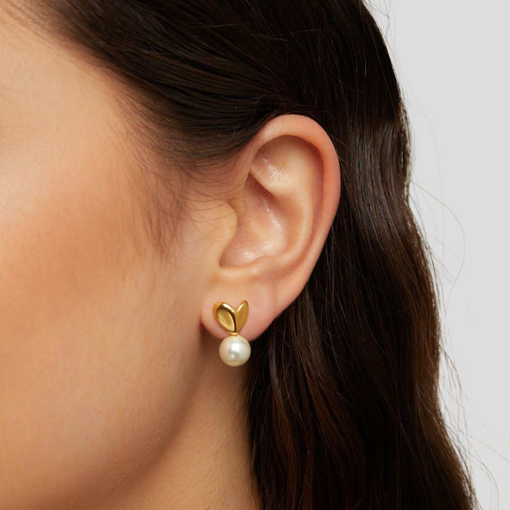 Boucles d’oreilles cœur et perle