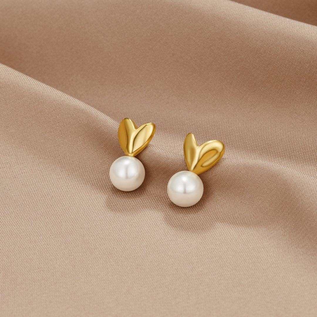 Boucles d’oreilles cœur et perle