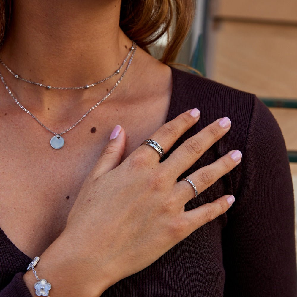 Bague Hella argentée empilée