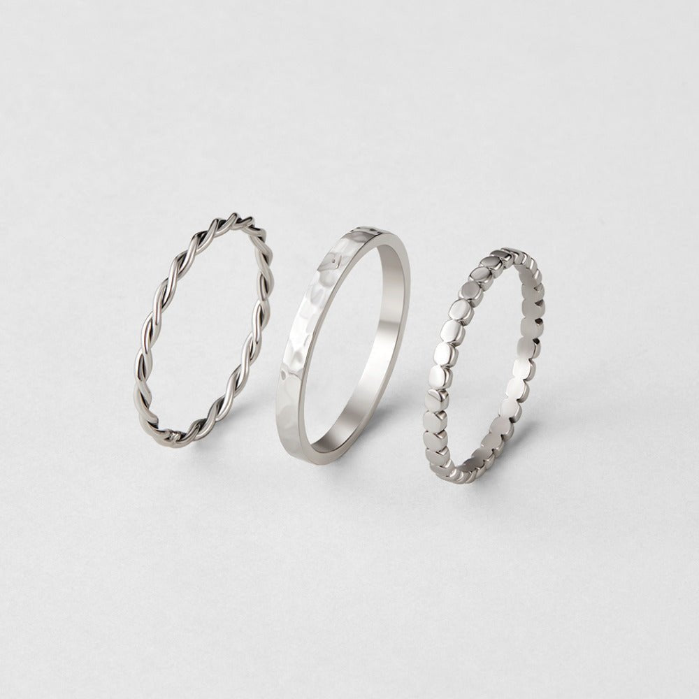 Bague Hella argentée empilée