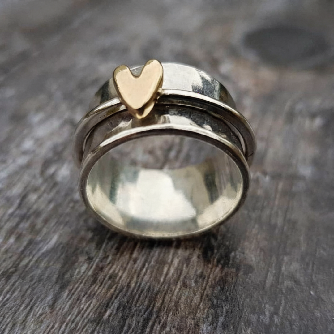 Bague Mely dorées cœur argentée