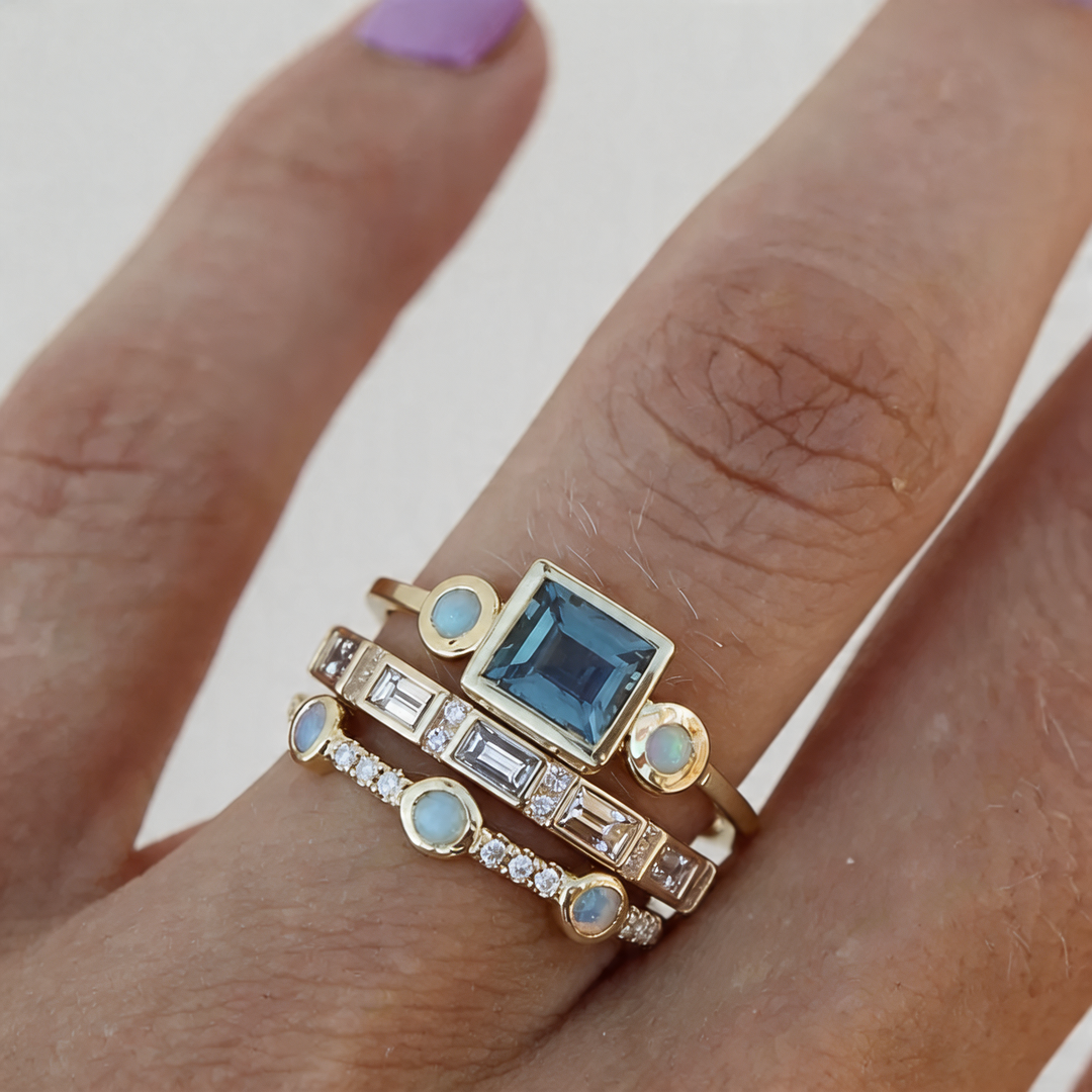 Bague Ocean vintage bleue cristal set