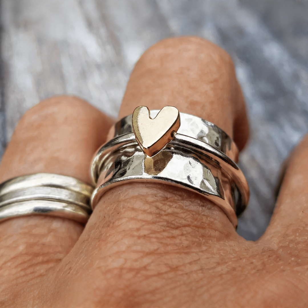 Bague Mely dorées cœur argentée