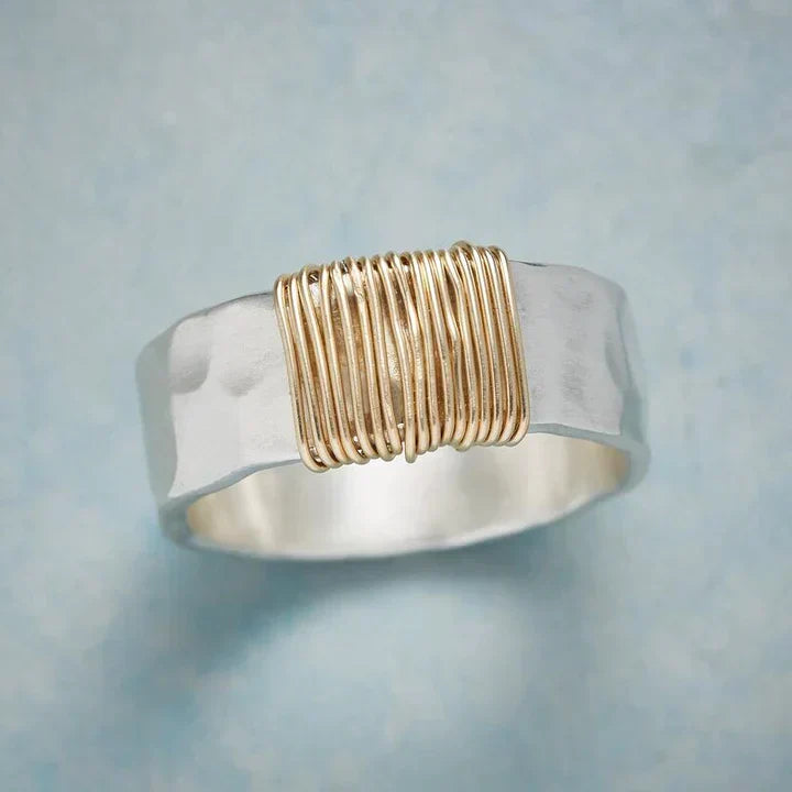 Bague vintage dorée argentée
