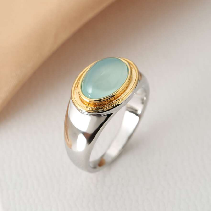 Bague Gabi vintage verte pierre de lune pierre