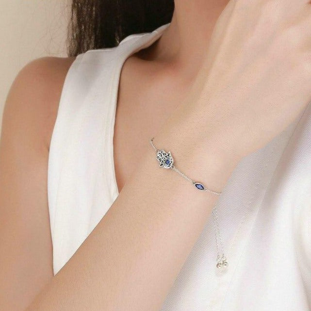 Bracelet Hamsa et Œil Bleu