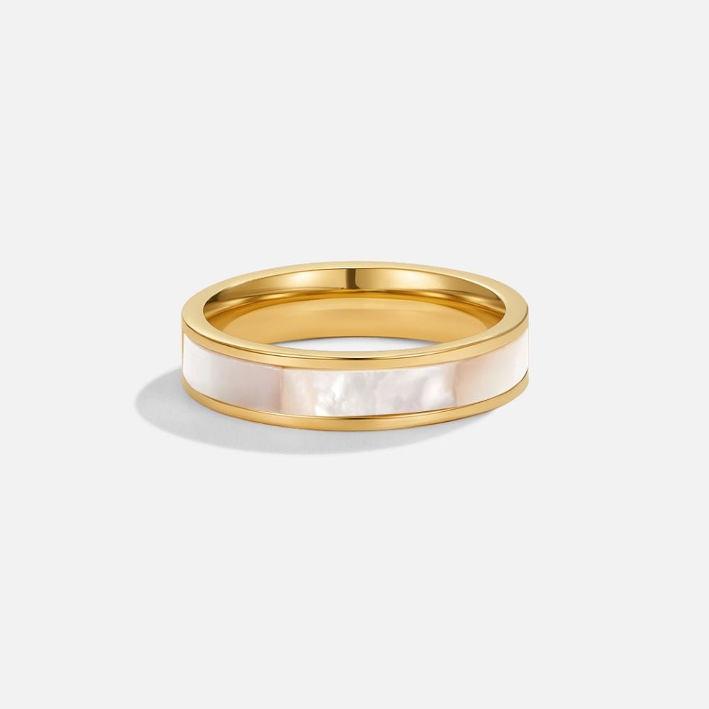 Bague ivoire perles dorée