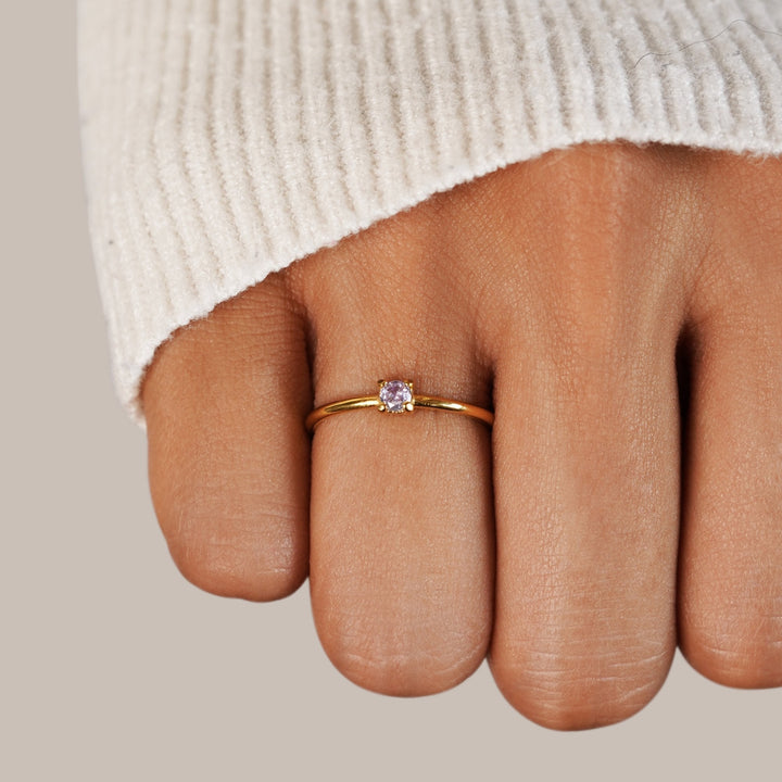 Bague juin pierre de naissance 18K dorée