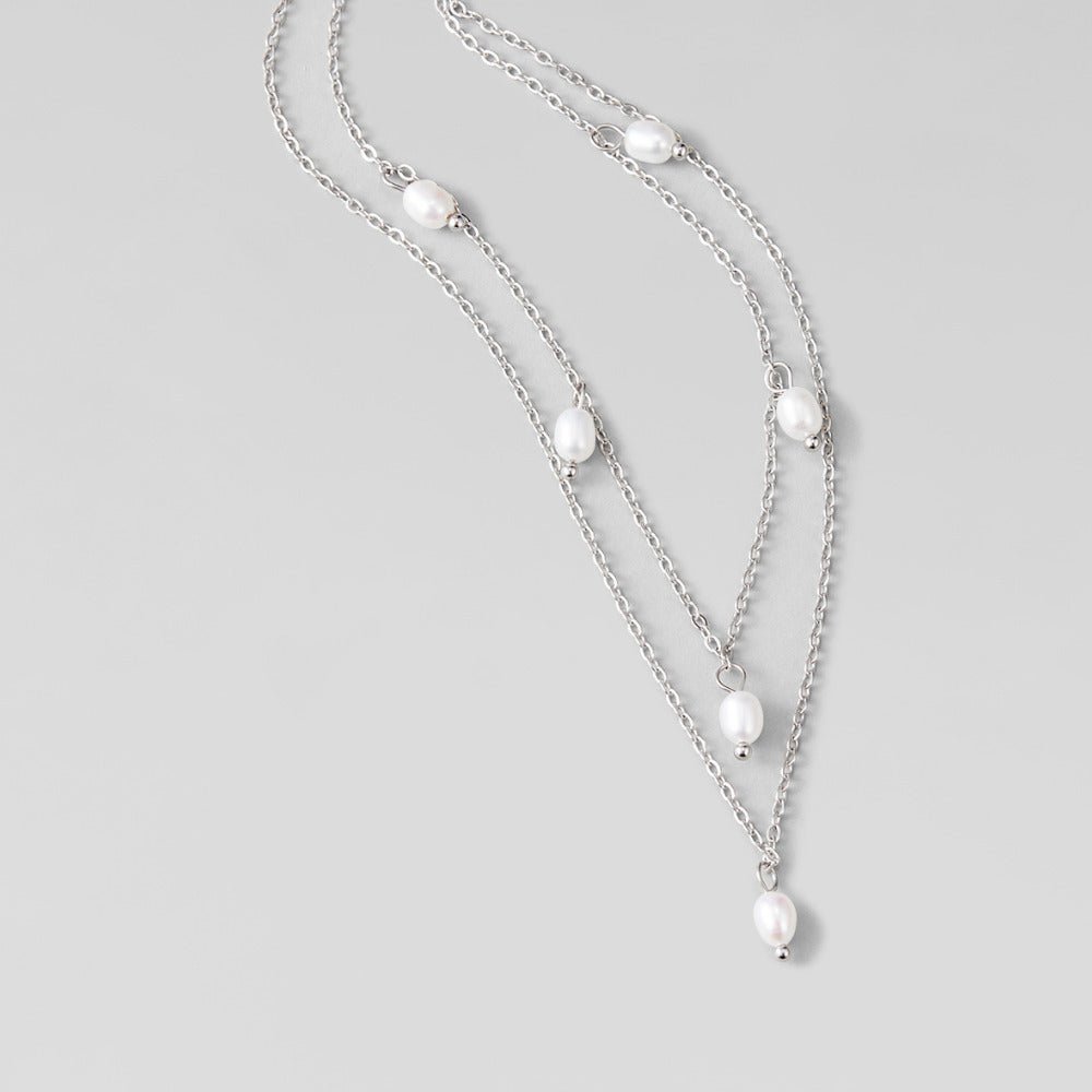 Collier argenté Kayla s perlovou kvapkou