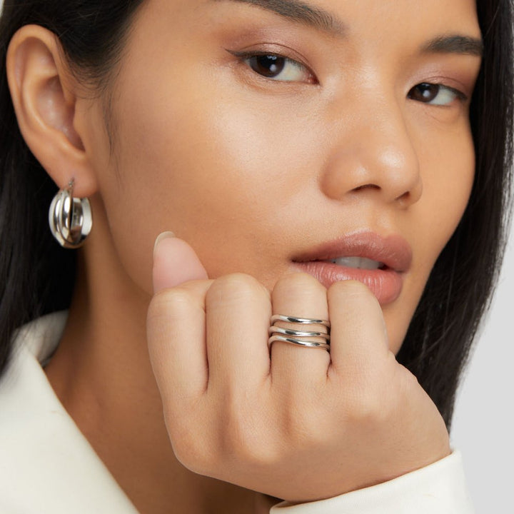 Bague Kiya texturée argentée