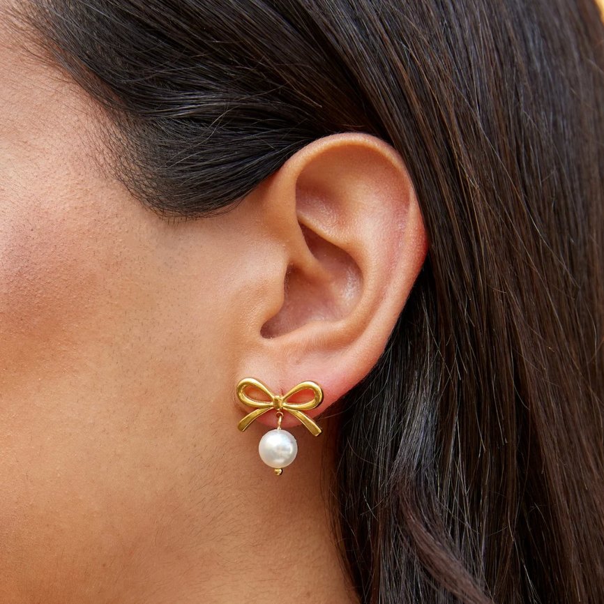 Boucles d’oreilles Laila Nœud avec perle