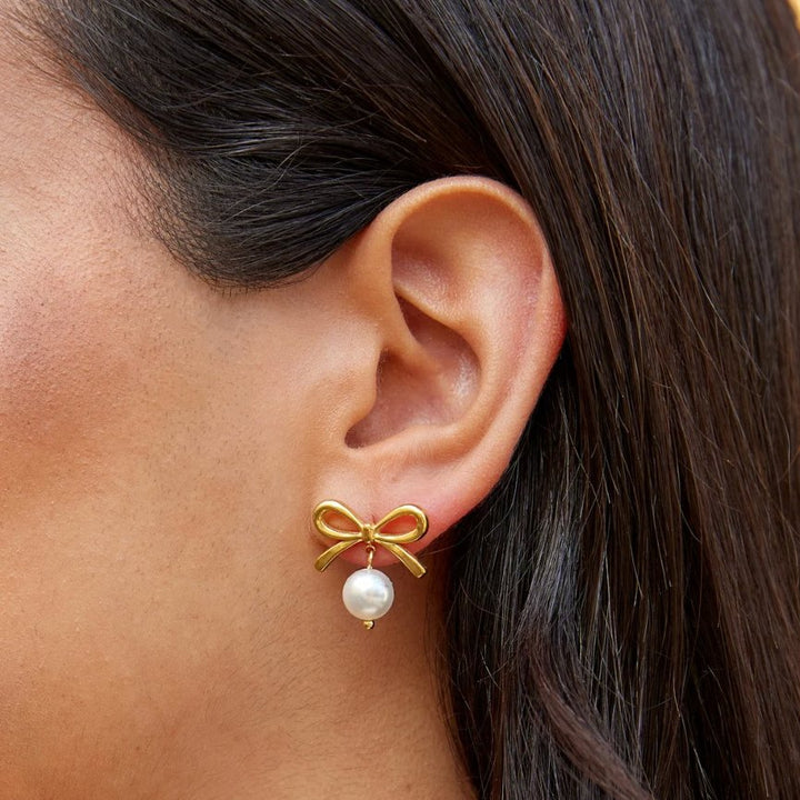 Boucles d’oreilles Laila Nœud avec perle