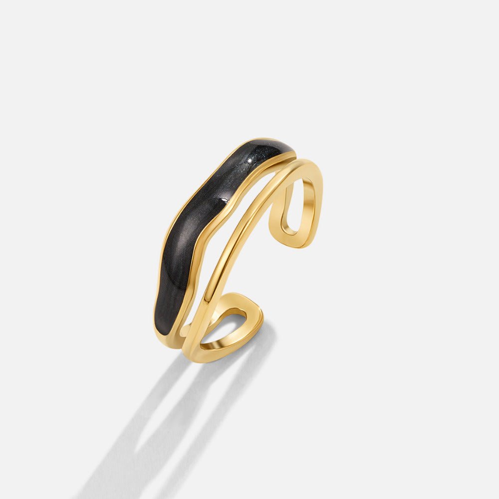 Bague texturée noire Sahara dorée